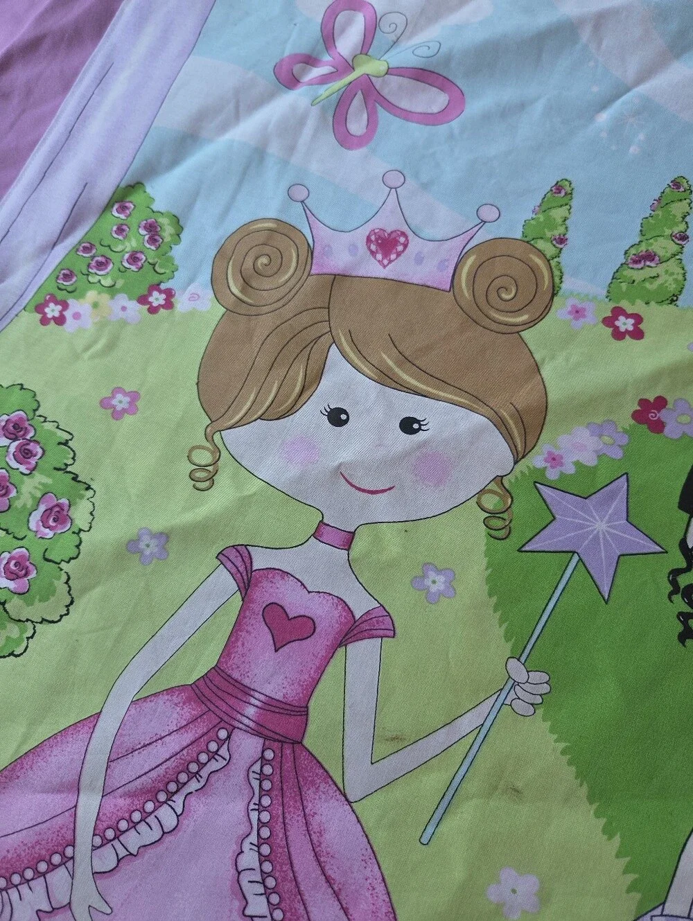 Set of 2 Hand Made Princess Castle Unicorn Pink & Purple Girls Bedroom Curtains